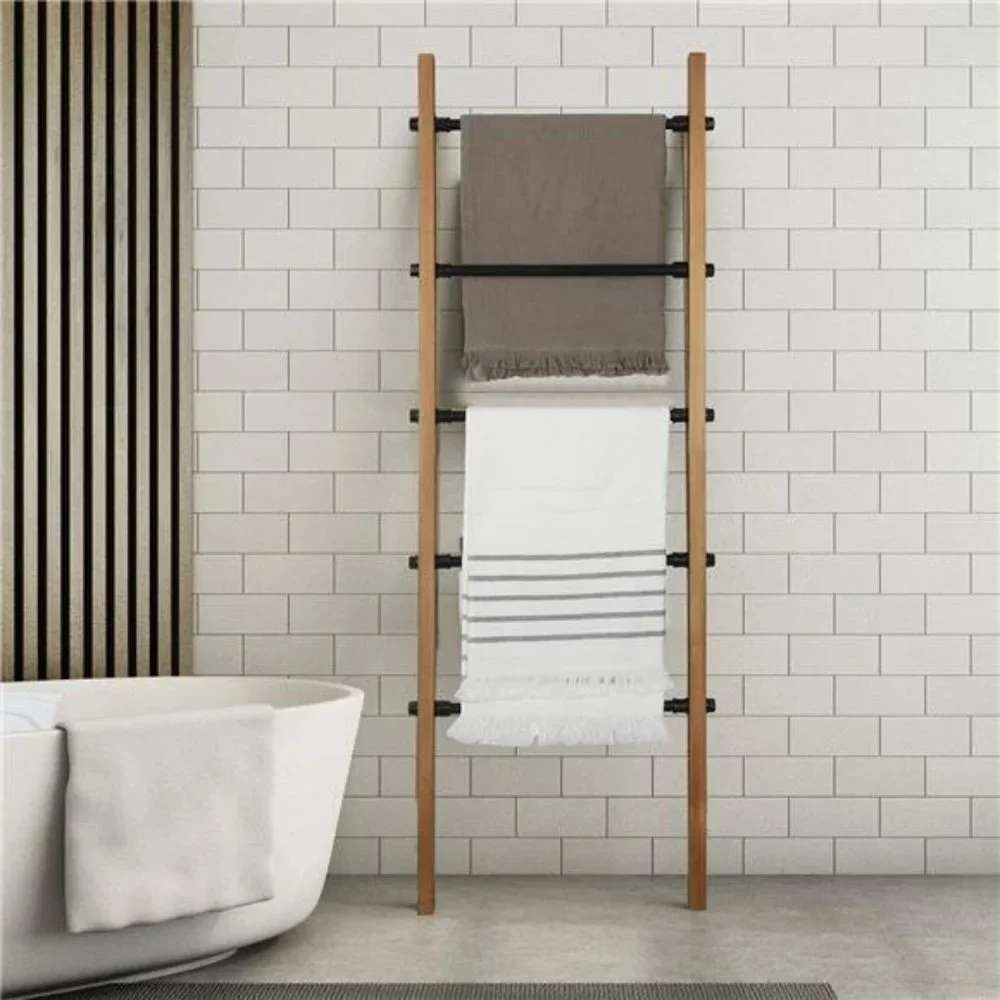 Rustic Burnt Wood Throw Quilt Blanket Ladder Farmhouse Style